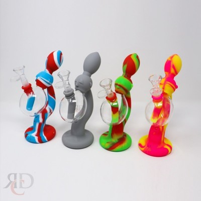 SILICONE WATER PIPE ALIEN WITH GLASS CHAMBER WPS1503 1CT